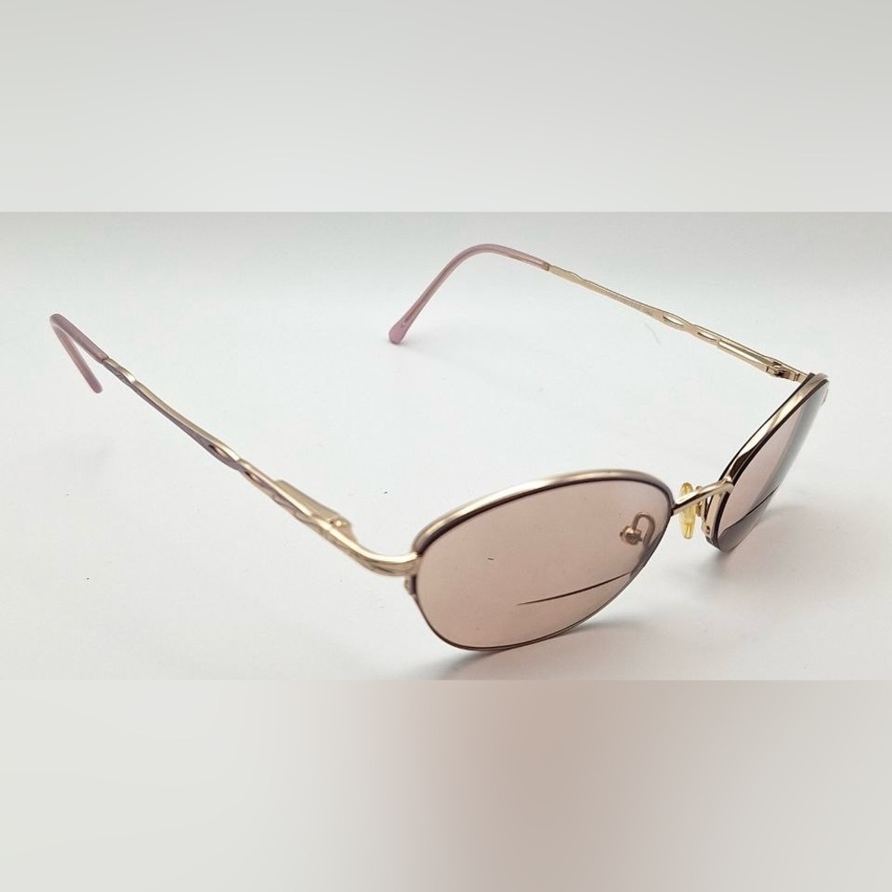 Joan Collins 9588 Gold Purple Oval Half-Rim Sunglasses Frames Only
